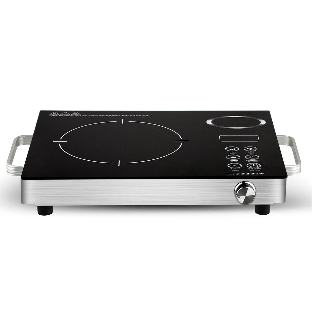 Sleek Stainless Steel Electric Ceramic Cooktop - Multi-Function Infrared Burner with Bilingual (English/Arabic) Controls