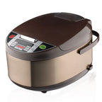 Multifunctional Electric Rice Cooker with Digital Display - 5L Capacity, Brown & Gold Design