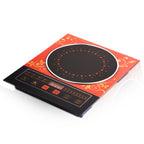 Red & Gold Decorative Induction Cooktop - Multi-Function Electric Stove with Digital Display & Timer