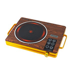 Retro Wood-Grain Electric Ceramic Cooktop with Dual Handles & Multi-Function Cooking Modes