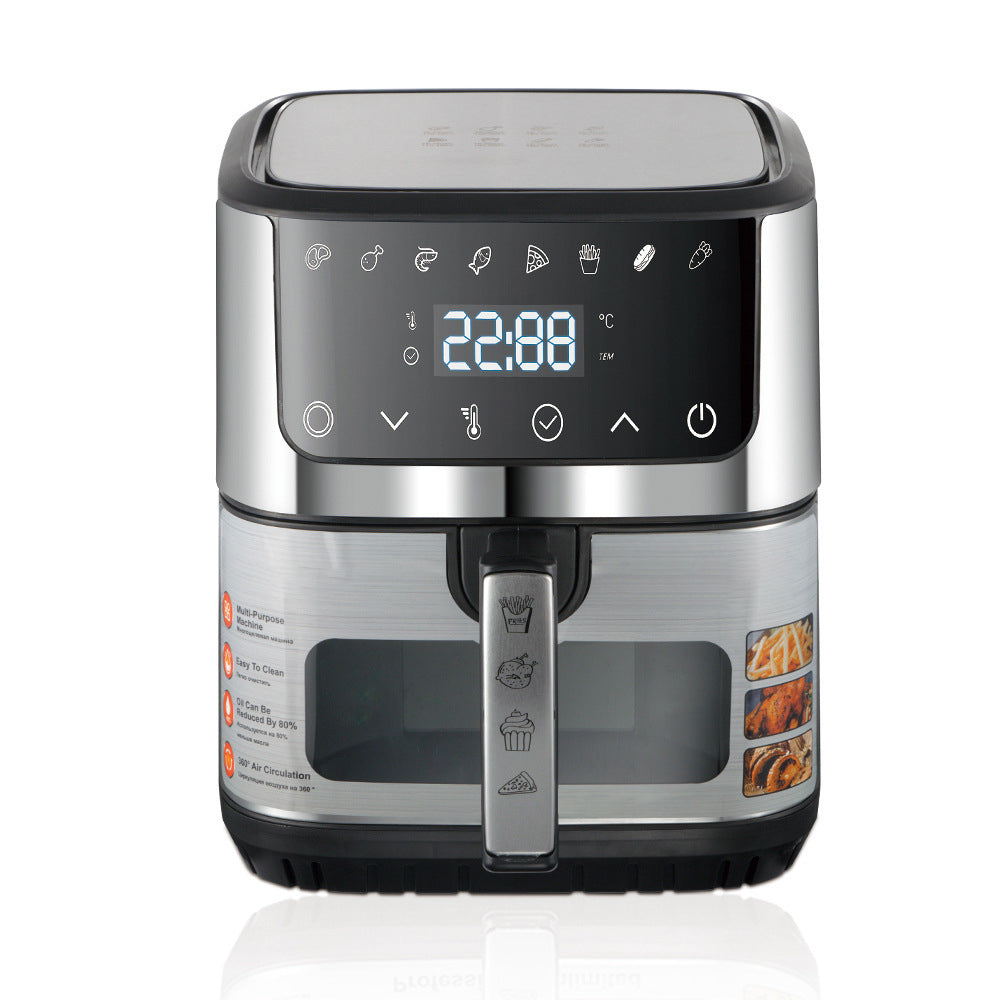 6.5L Stainless Steel Air Fryer Oven - Oil-Free Electric Digital Air Fryer with Visible Window