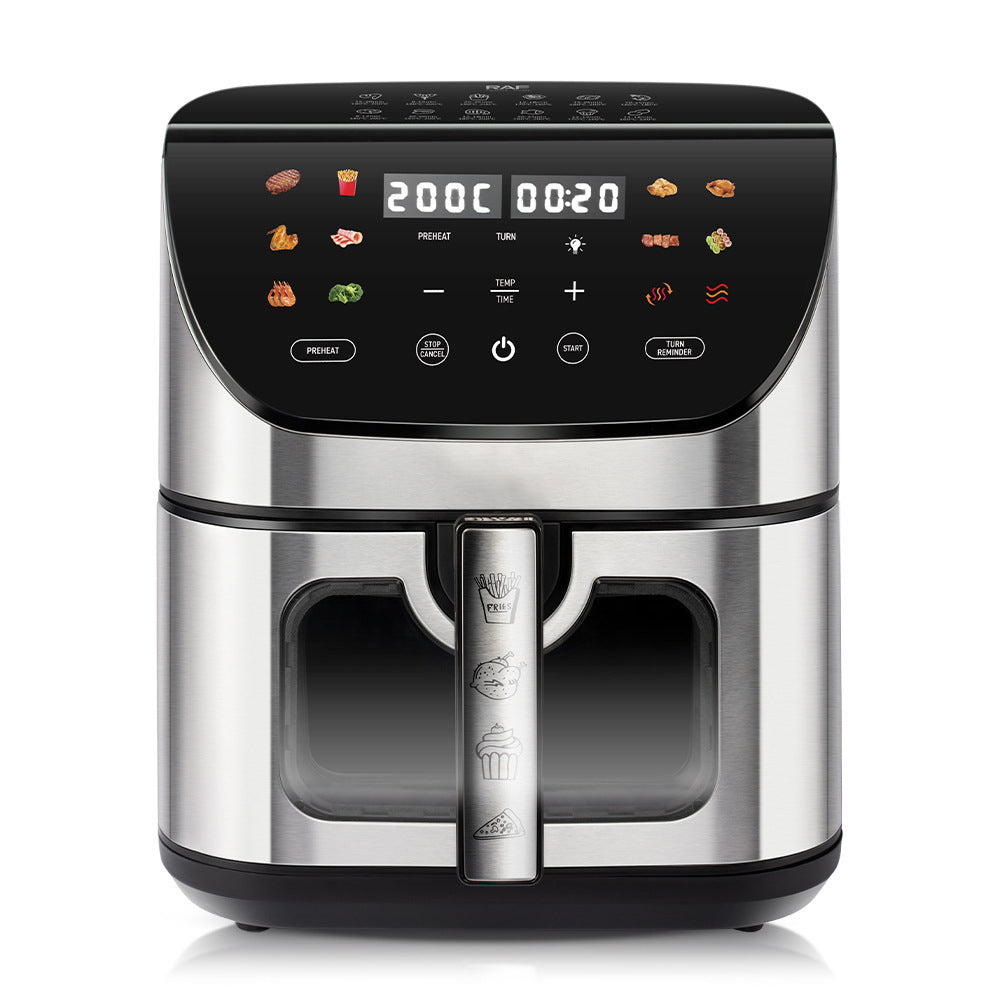 It is an oil-free electric digital air fryer with a visible window