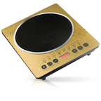 Golden Floral Induction Cooktop - 2000W Multi-Function Electric Stove with Digital Display & Timer