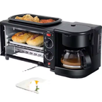 9L Large-Capacity Electric 3-in-1 Multifunctional Breakfast Maker with Built-in Coffee Machine and Pizza Oven