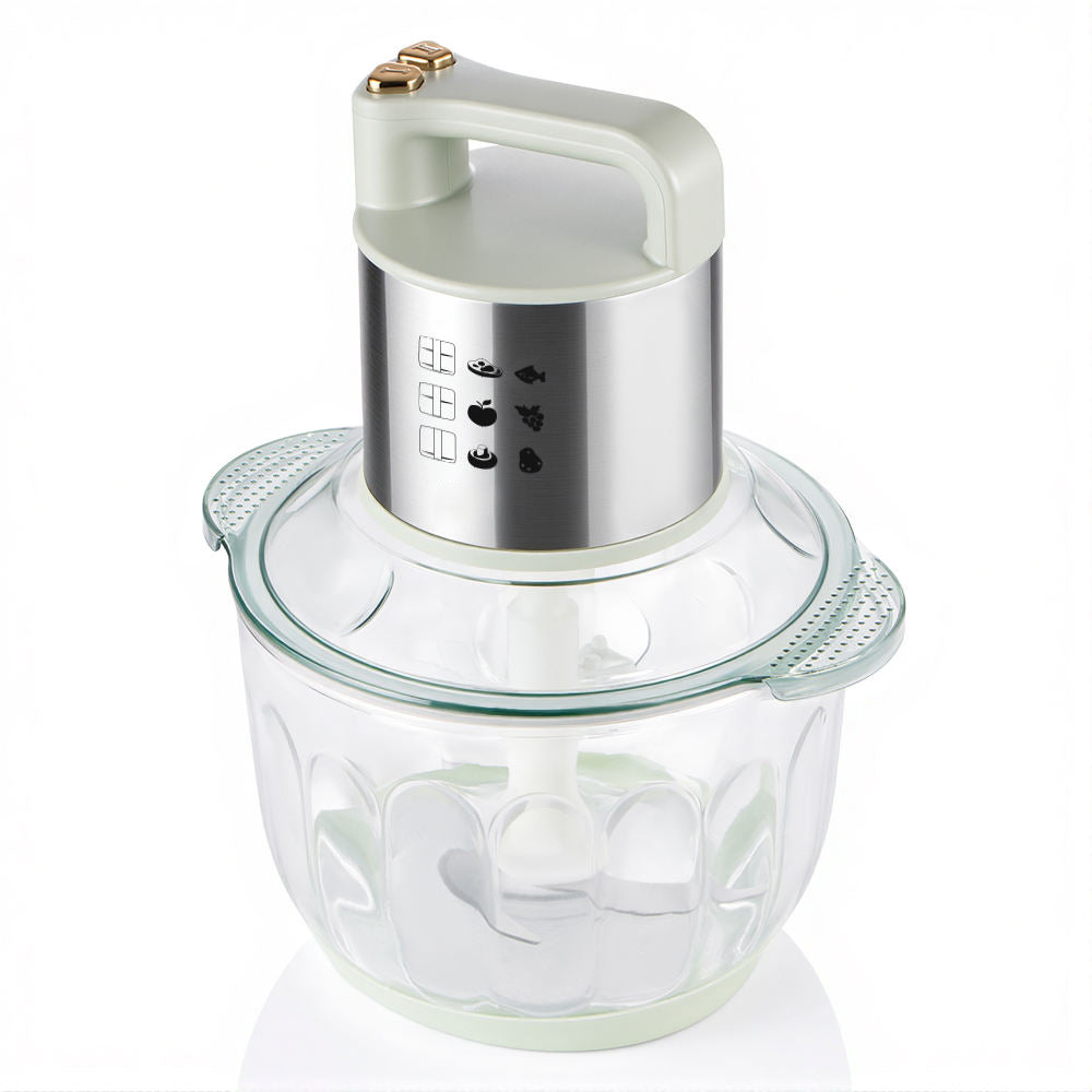 Stylish Glass Bowl Electric Meat Grinder - Multifunctional Food Processor with Stainless Steel Motor, Perfect for Mincing Meat, Vegetables & Fruits