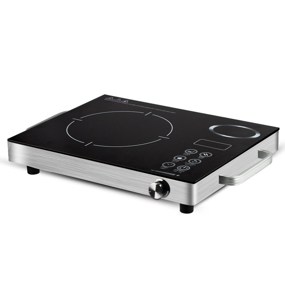 Sleek Stainless Steel Electric Ceramic Cooktop - Multi-Function Infrared Burner with Bilingual (English/Arabic) Controls