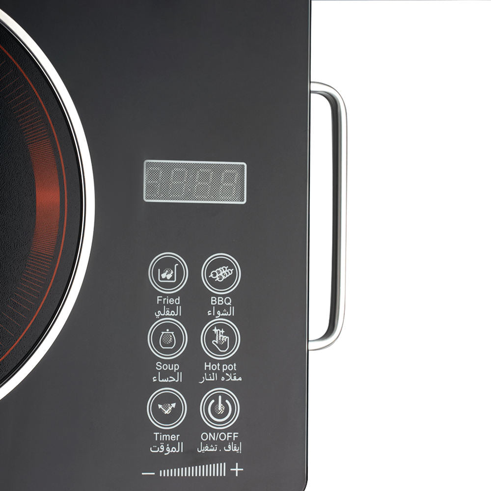 3500W High-Power Electric Ceramic Cooktop - Multi-Function Infrared Burner with Bilingual (English/Arabic) Controls
