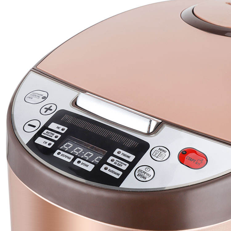 Rose Gold Digital Rice Cooker with Multi-Function Control & Non-Stick Inner Pot