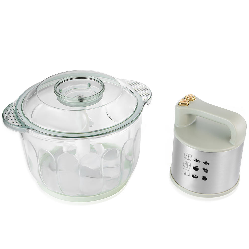 Stylish Glass Bowl Electric Meat Grinder - Multifunctional Food Processor with Stainless Steel Motor, Perfect for Mincing Meat, Vegetables & Fruits