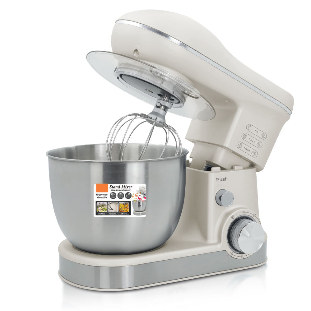 Retro Style Stand Mixer: Multi-Functional Electric Egg Beater with Stainless Steel Bowl