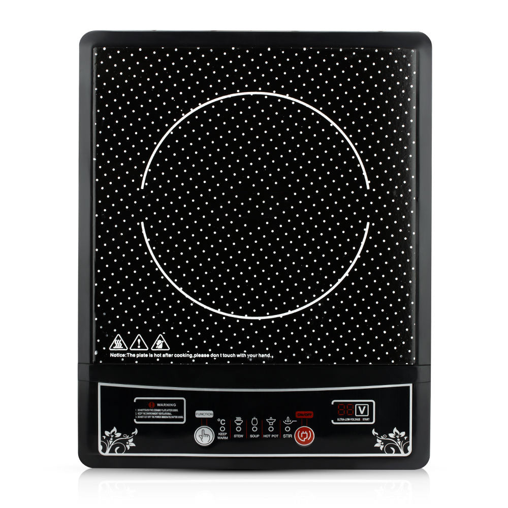 Polka Dot Induction Cooktop - Multi-Function Electric Stove with Precise Temperature Control & Stylish Design Sleek Black Indu