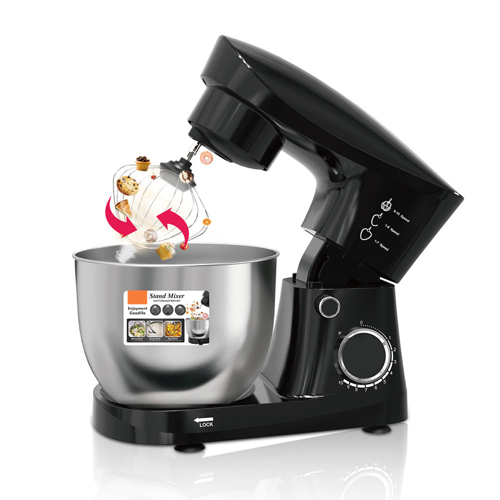 10-Speed Stand Mixer: Powerful Electric Food Mixer with Stainless Steel Bowl for Baking & Cooking