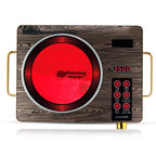 Luxury Wood-Grain Electric Ceramic Cooktop - 3500W Infrared Burner with Bilingual (English/Arabic) Controls & Golden Accents