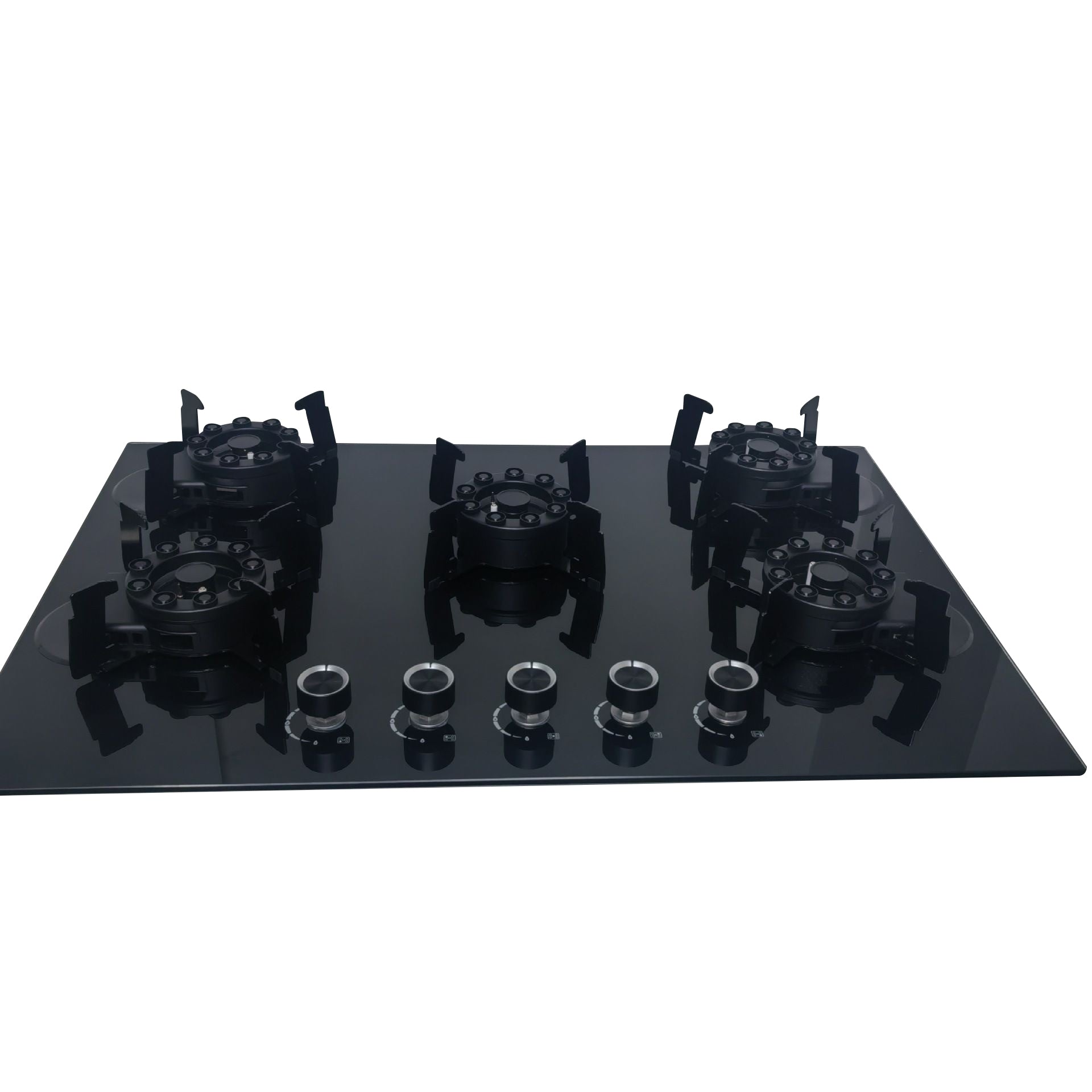 Custom wholesale home 5-burner high-fire flip-top magic disc stove with glass panel embedded, suitable for liquefied gas and natural gas