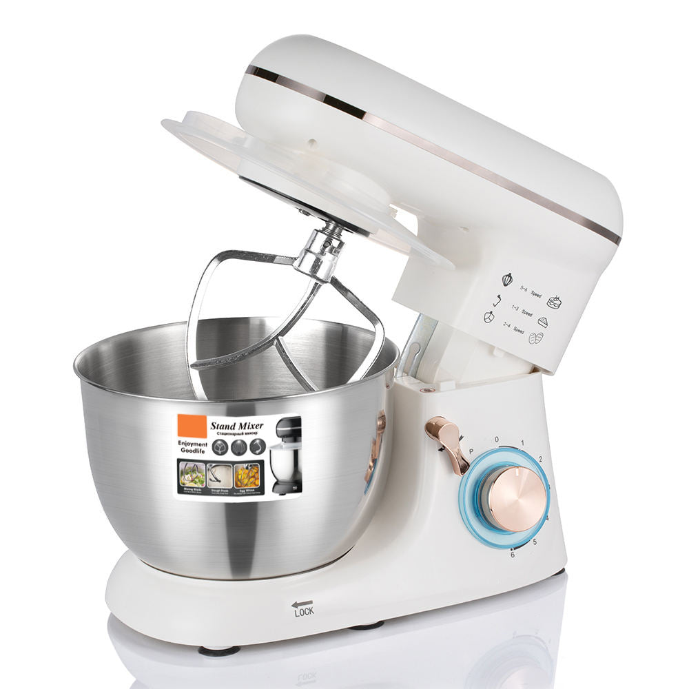 Retro Style 6-Speed Stand Mixer with Stainless Steel Bowl & Whisk - Perfect for Baking Enthusiasts