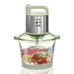 Stylish Glass Bowl Electric Meat Grinder - Multifunctional Food Processor with Stainless Steel Motor, Perfect for Mincing Meat, Vegetables & Fruits