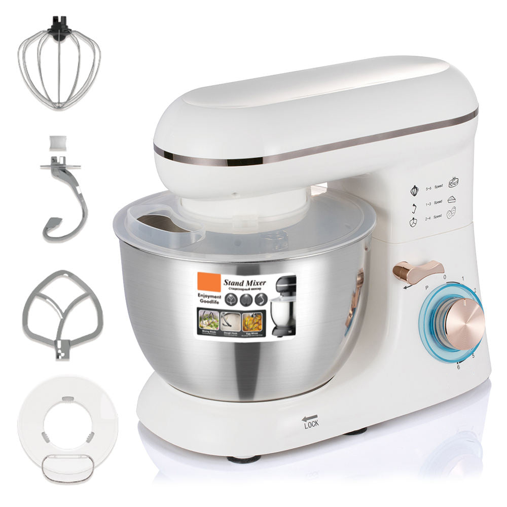 Retro Style 6-Speed Stand Mixer with Stainless Steel Bowl & Whisk - Perfect for Baking Enthusiasts