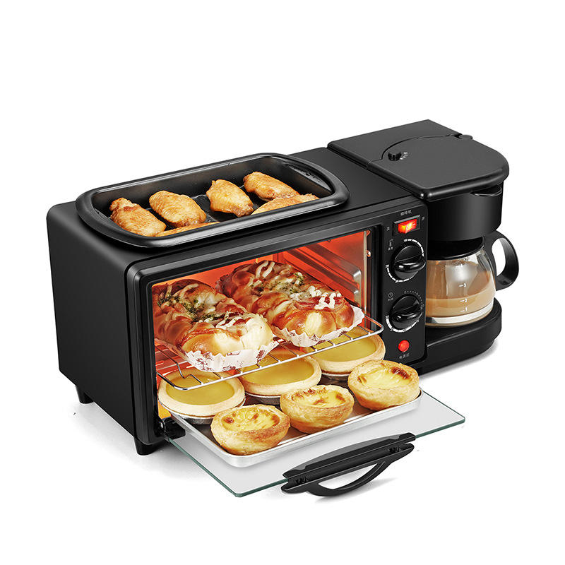 9L Large-Capacity Electric 3-in-1 Multifunctional Breakfast Maker with Built-in Coffee Machine and Pizza Oven