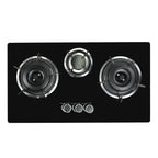 Custom wholesale, export-friendly, three-burner gas stove with tempered glass panel and full airflow for super-powerful firepower