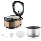 Multifunctional Electric Rice Cooker with Digital Display - 5L Capacity, Brown & Gold Design