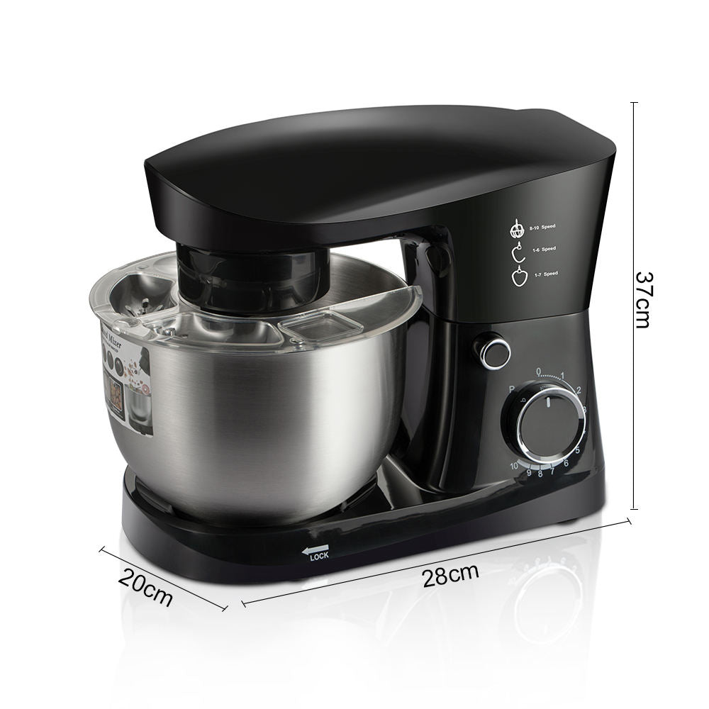 10-Speed Stand Mixer: Powerful Electric Food Mixer with Stainless Steel Bowl for Baking & Cooking