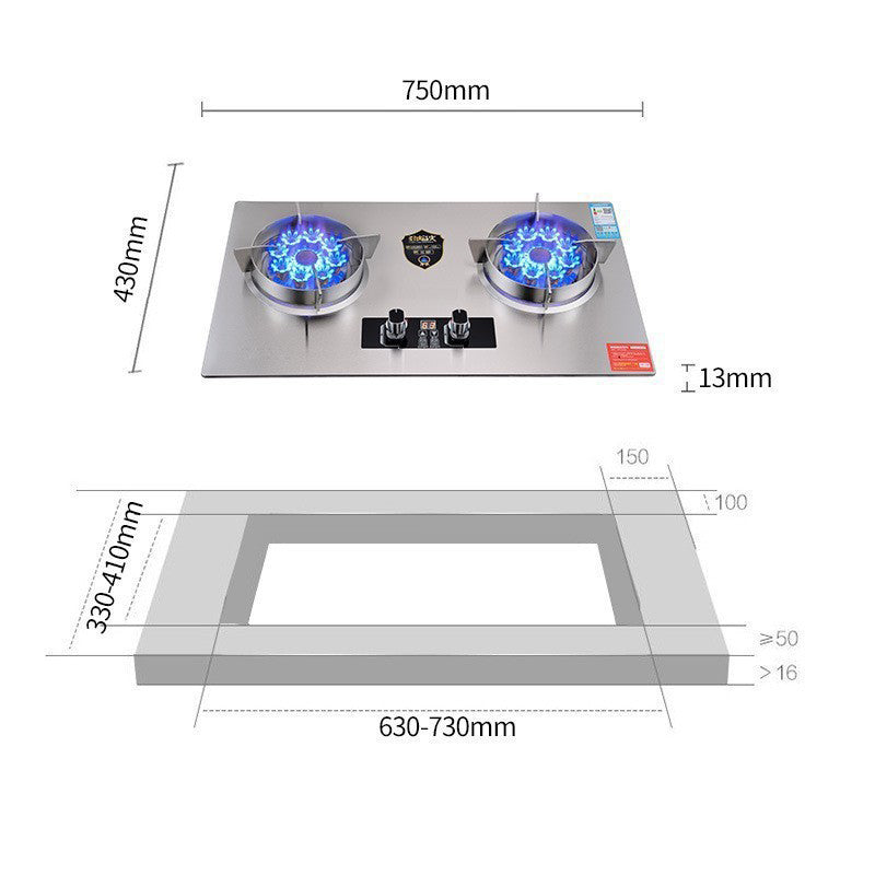 Factory direct supply custom stainless steel double nine-cavity high-fire double stove household liquefied gas natural gas universal timing function gas stove