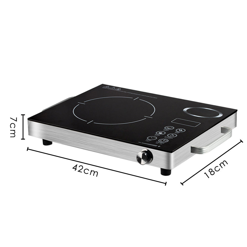 Sleek Stainless Steel Electric Ceramic Cooktop - Multi-Function Infrared Burner with Bilingual (English/Arabic) Controls