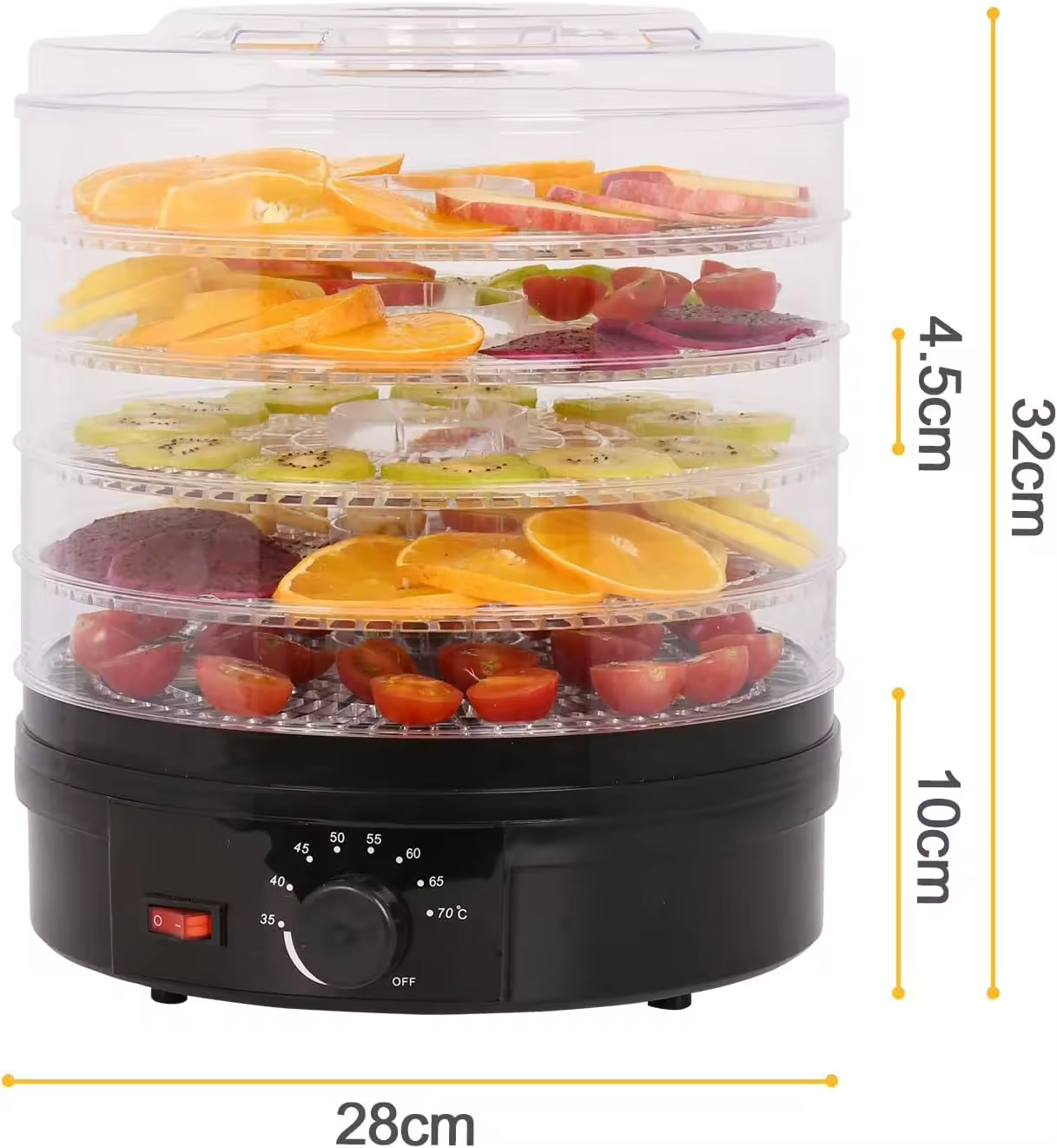 Black Multi-Tier Fruit and Vegetable Dehydrator - Adjustable Temperature Control for Healthy Dried Snacks