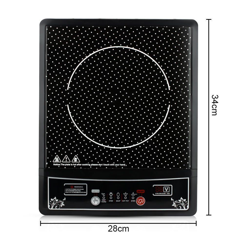 Polka Dot Induction Cooktop - Multi-Function Electric Stove with Precise Temperature Control & Stylish Design Sleek Black Indu