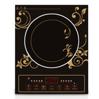 Red & Gold Decorative Induction Cooktop - Multi-Function Electric Stove with Digital Display & Timer
