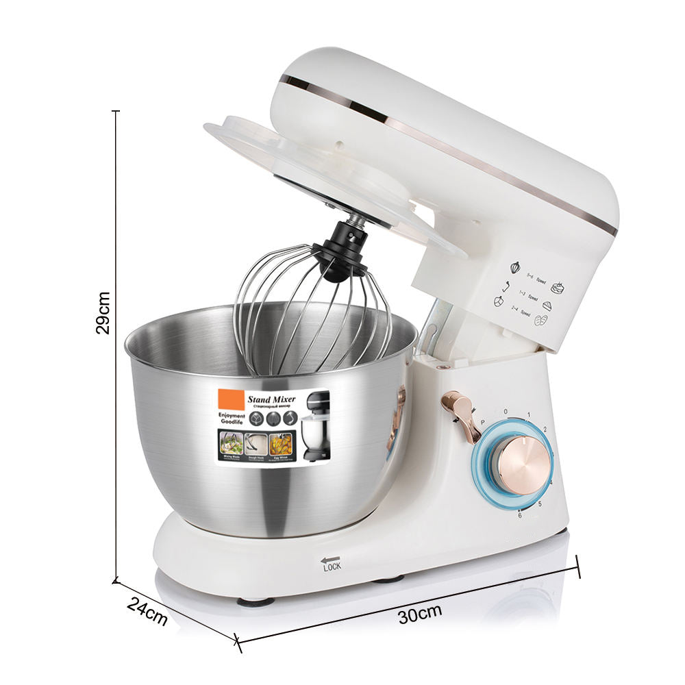 Retro Style 6-Speed Stand Mixer with Stainless Steel Bowl & Whisk - Perfect for Baking Enthusiasts
