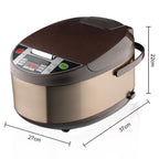 Multifunctional Electric Rice Cooker with Digital Display - 5L Capacity, Brown & Gold Design