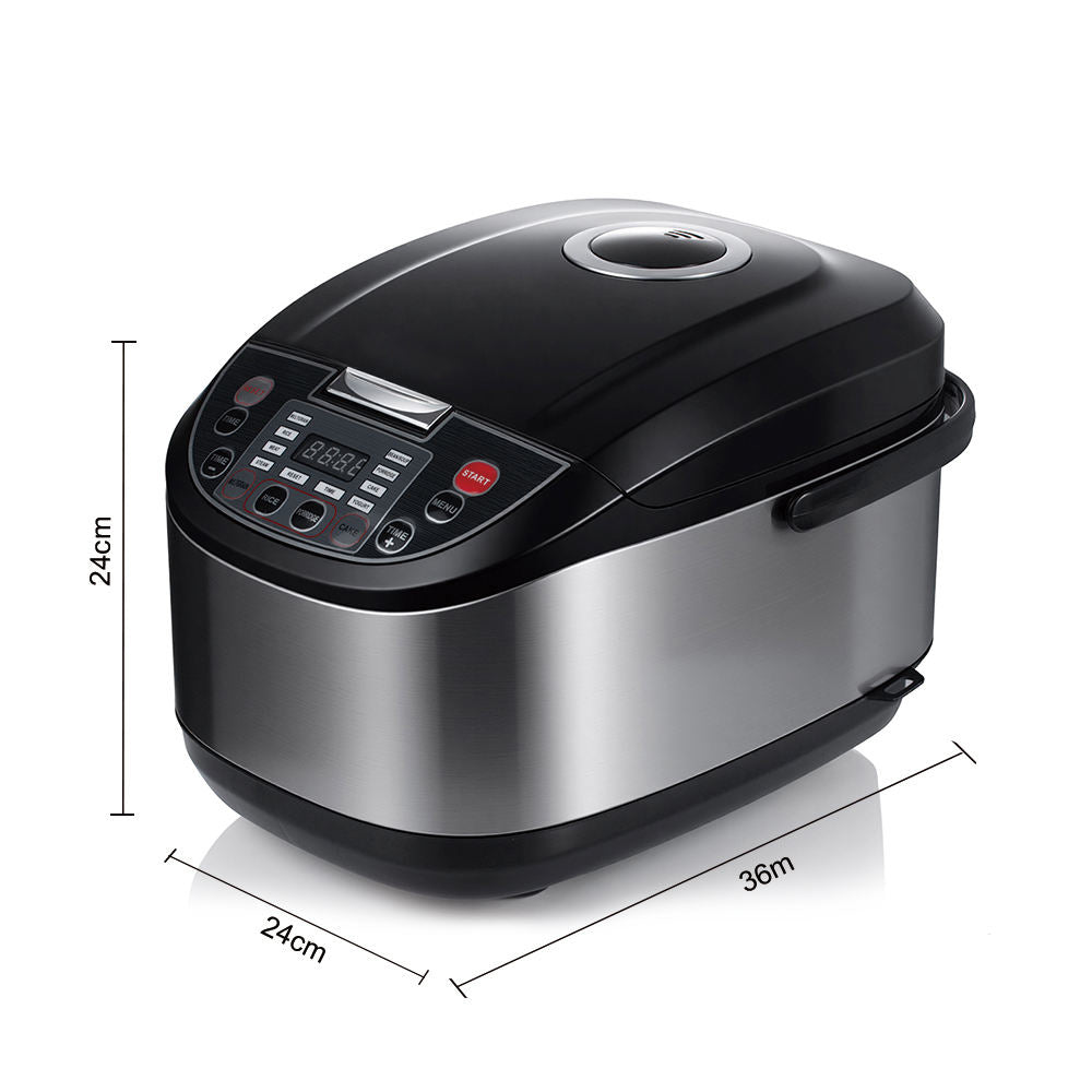 Multifunctional Stainless Steel Rice Cooker - 10-in-1 Programmable for Perfect Rice, Porridge, Cake & More