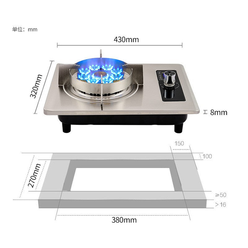 Customize stainless steel household gas stove with flameout protection and timer function for liquefied petroleum gas