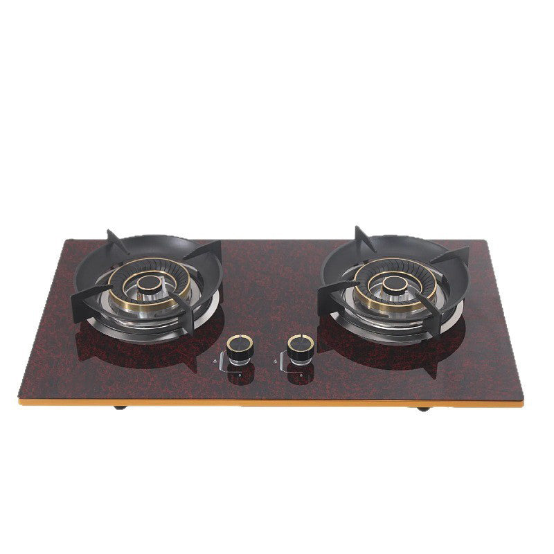 Hot selling gas double cooktop built-in dual-purpose stove for home use. Custom wholesale. Tempered glass for easy cleaning. High-fire energy saving with flameout protection.
