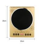 Golden Floral Induction Cooktop - 2000W Multi-Function Electric Stove with Digital Display & Timer