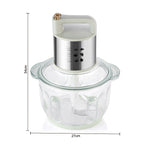 Stylish Glass Bowl Electric Meat Grinder - Multifunctional Food Processor with Stainless Steel Motor, Perfect for Mincing Meat, Vegetables & Fruits