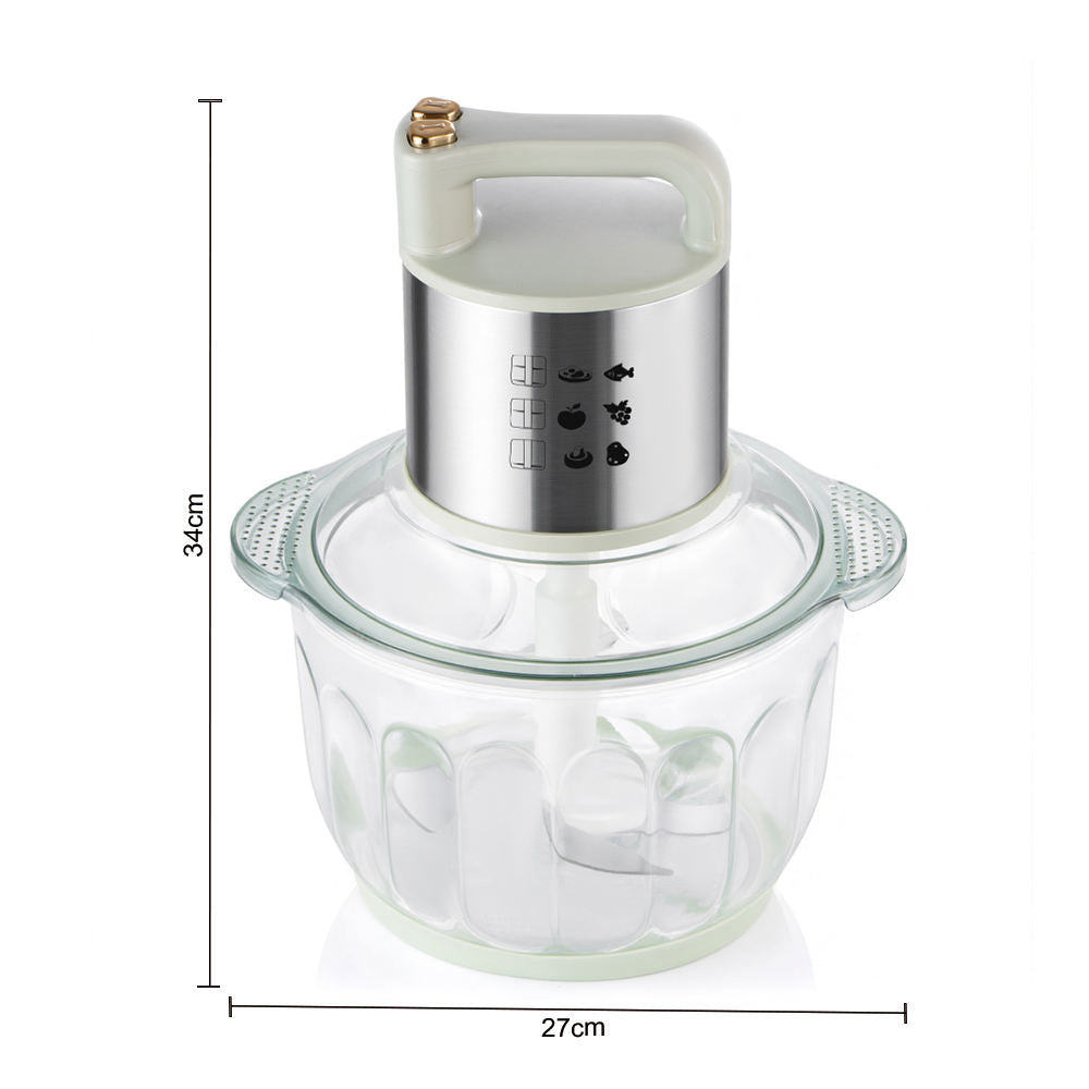 Stylish Glass Bowl Electric Meat Grinder - Multifunctional Food Processor with Stainless Steel Motor, Perfect for Mincing Meat, Vegetables & Fruits