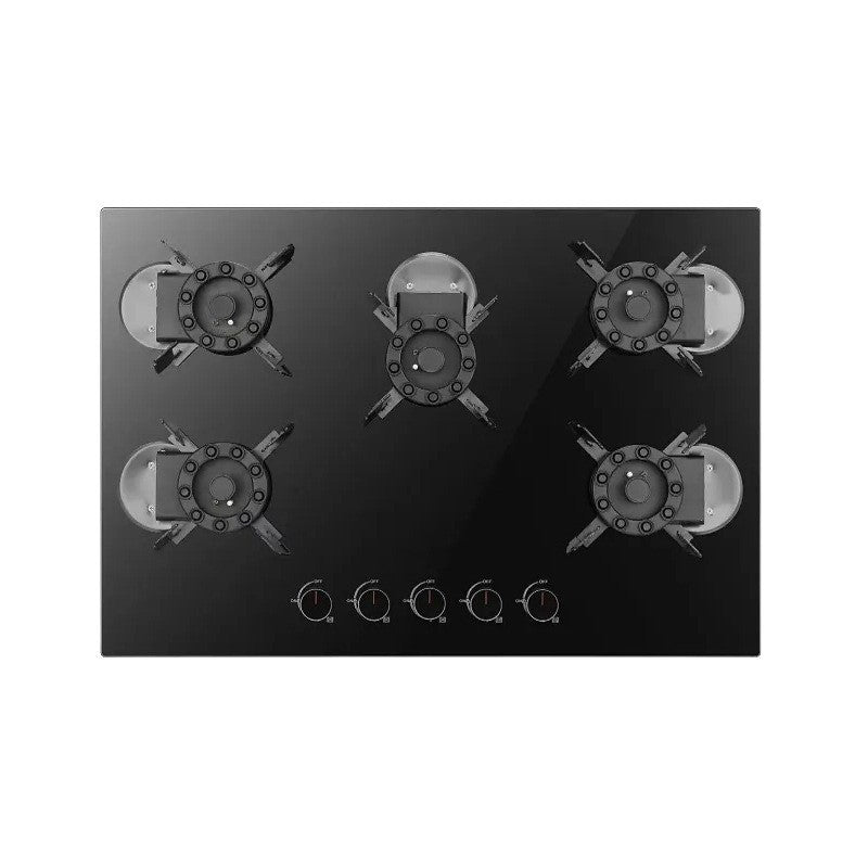 Custom wholesale home 5-burner high-fire flip-top magic disc stove with glass panel embedded, suitable for liquefied gas and natural gas